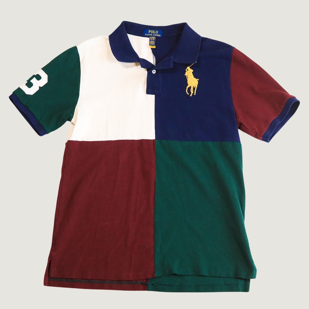 Polo Ralph Lauren Colorblock Polo Kids XL 18-20 Navy Green Burgundy Big Pony